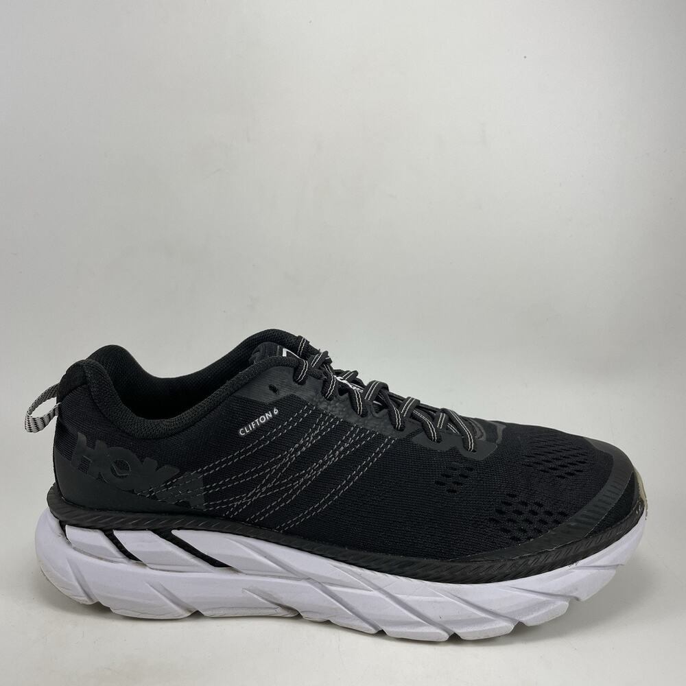 Hoka Clifton 6 Running Shoes Womens Size 8.5 Black/White Mesh Road Sneakers
